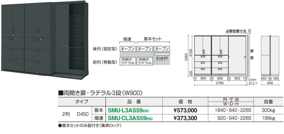 コクヨ品番 SMU-3K88SSAWN システム収納 エディア 3列セーバー W1640xD1280xH2285 エディア〈ビジネスセーバー