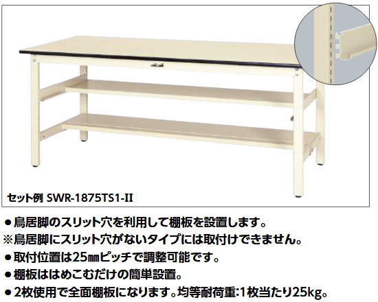ワークテーブル オプション 半面棚板 中間棚板 キャビネット ワイド 